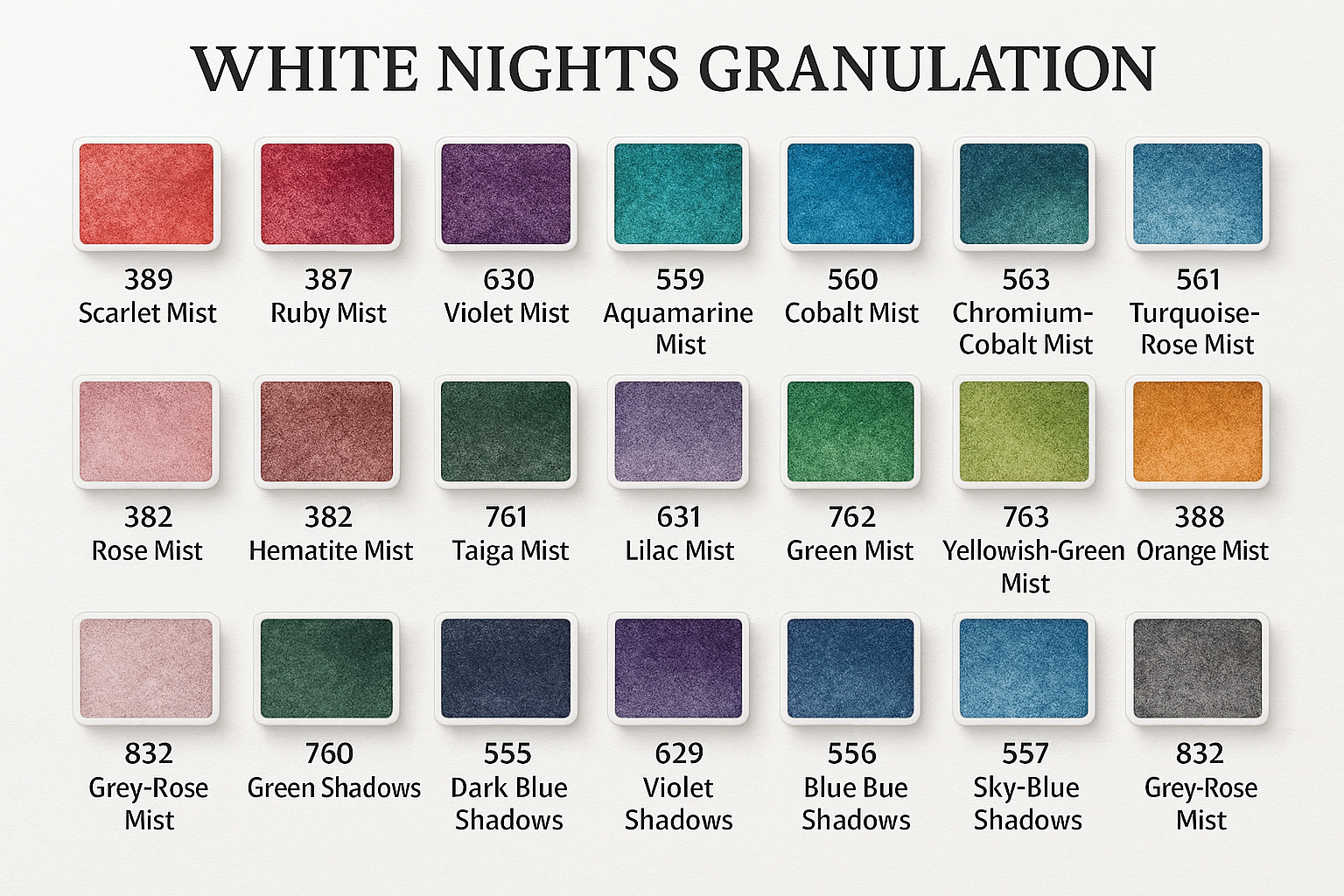 Acuarela en set Nevskaya Palitra White Nights Granulation, 21 pastillas completas en caja metálica