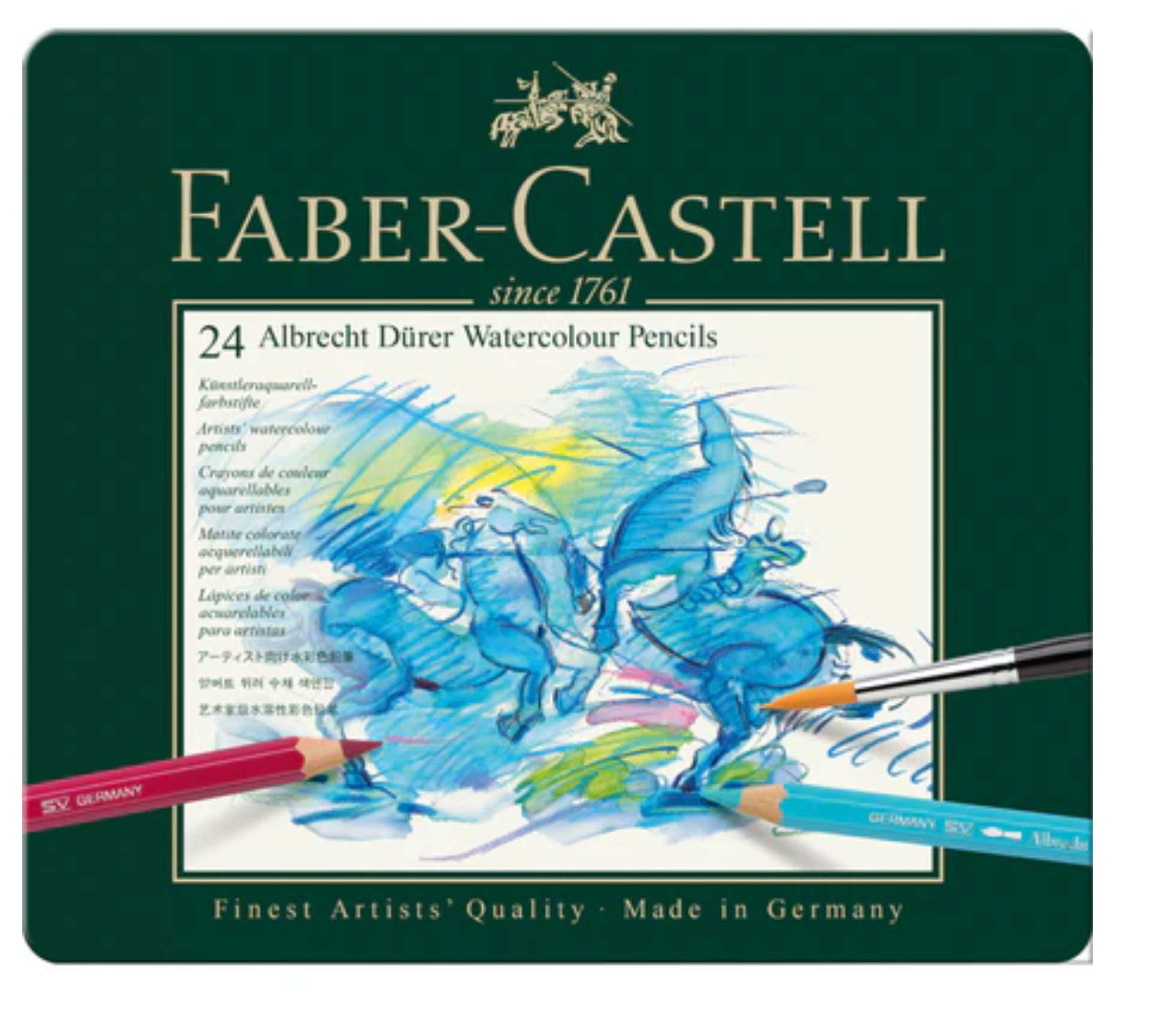 Lápices de colores acuarelables Faber Castell Albrecht Dürer de 24 colores en caja metálica