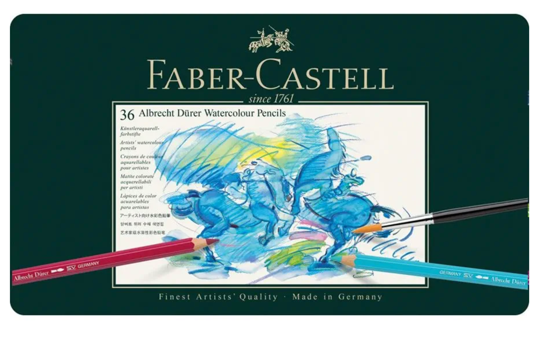 Lápices de colores acuarelables Faber Castell Albrecht Dürer de 36 colores en caja metálica