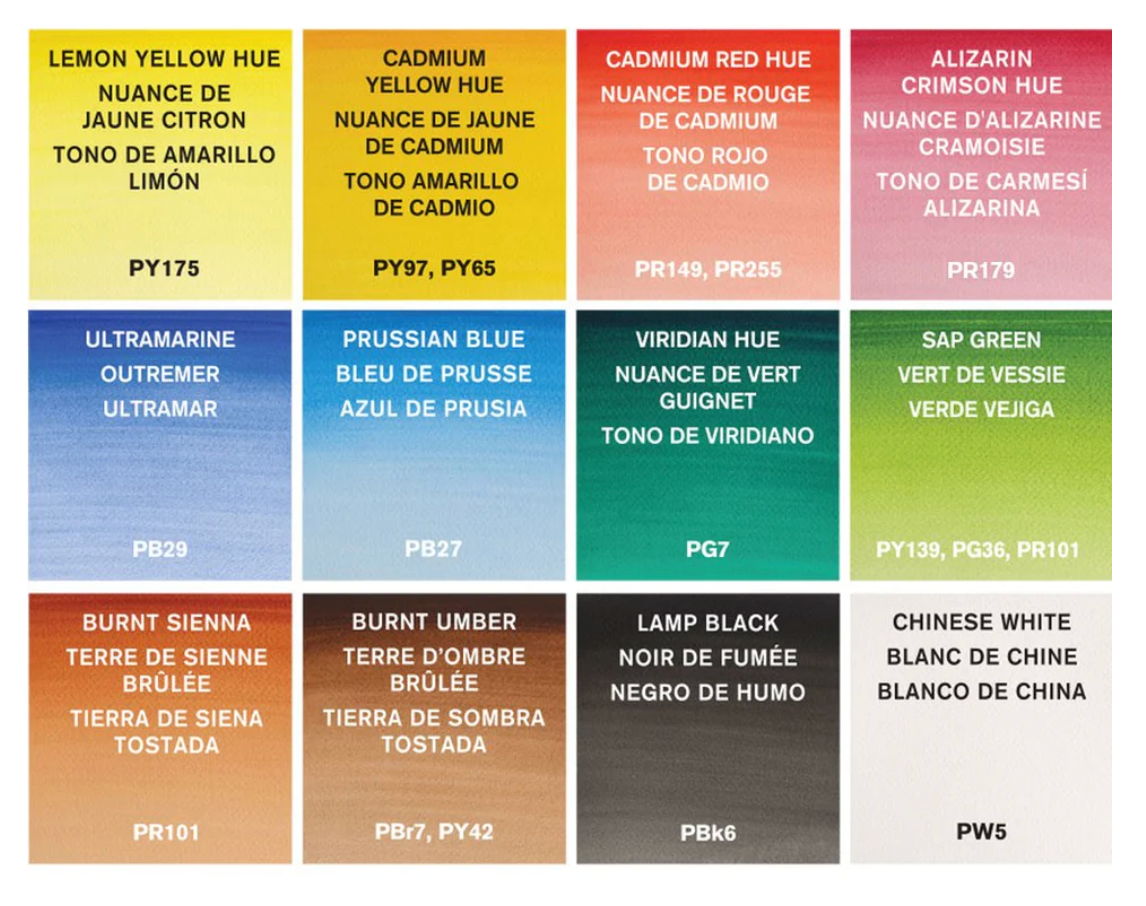 Acuarela Winsor & Newton Cotman 12 medias pastillas en caja metálica