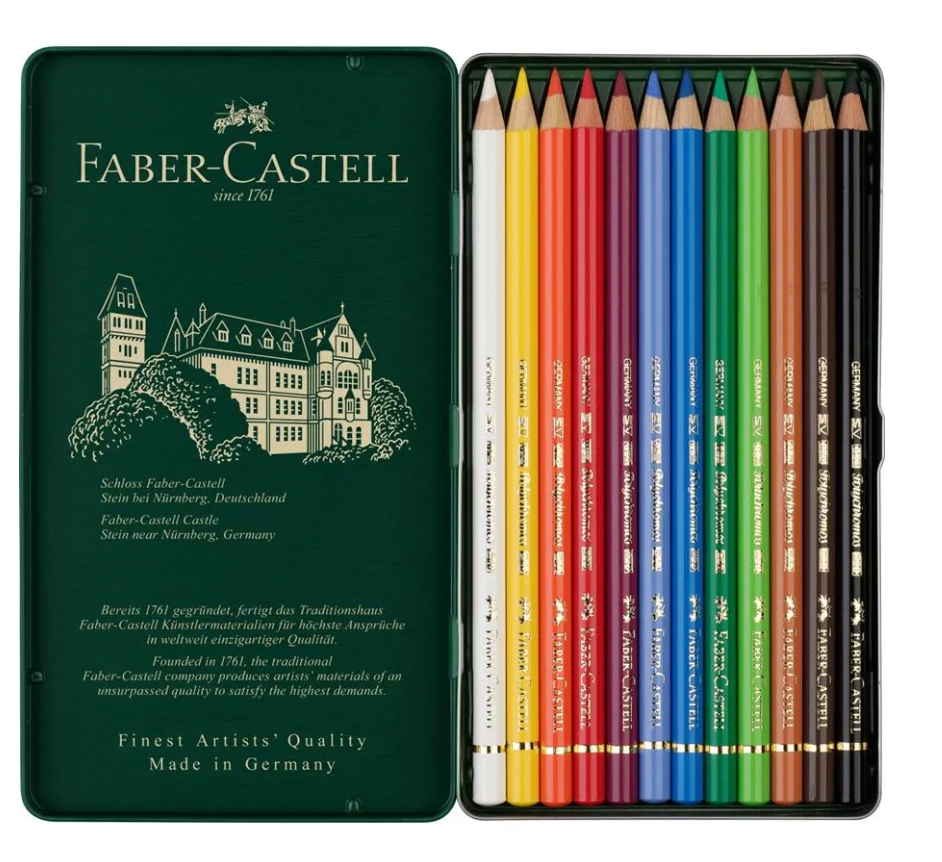 Lápices de colores Faber Castell Polychromos 12 colores en caja metálica