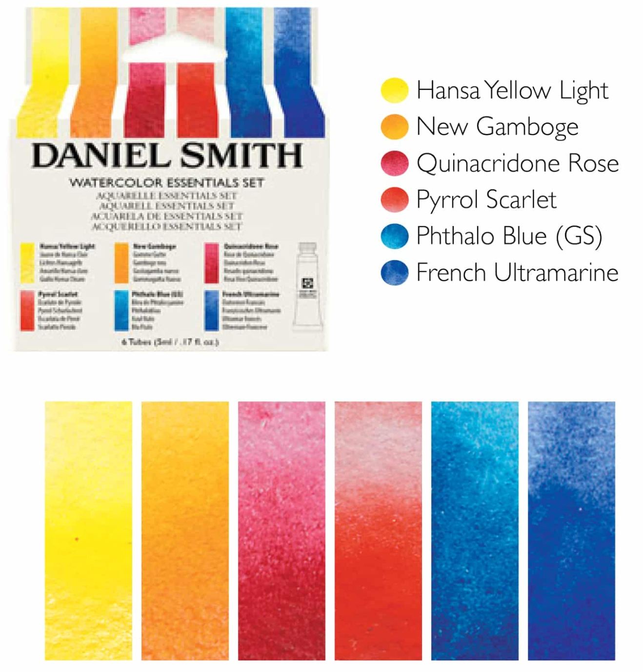 Acuarela en set Daniel Smith Essentials Introductory, 6 tubos de 5 ml