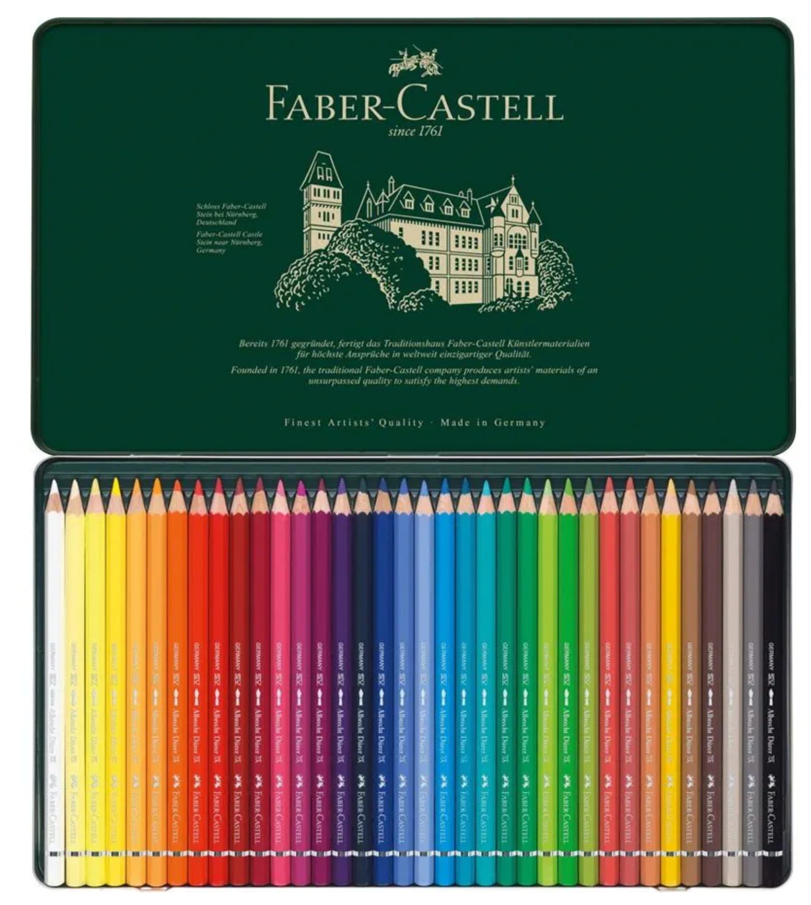 Lápices de colores acuarelables Faber Castell Albrecht Dürer de 36 colores en caja metálica