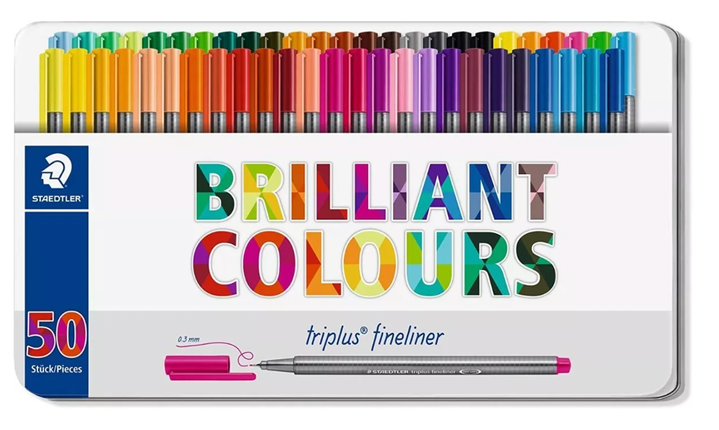 Marcadores Staedtler Triplus fineliner 50 colores en caja metálica