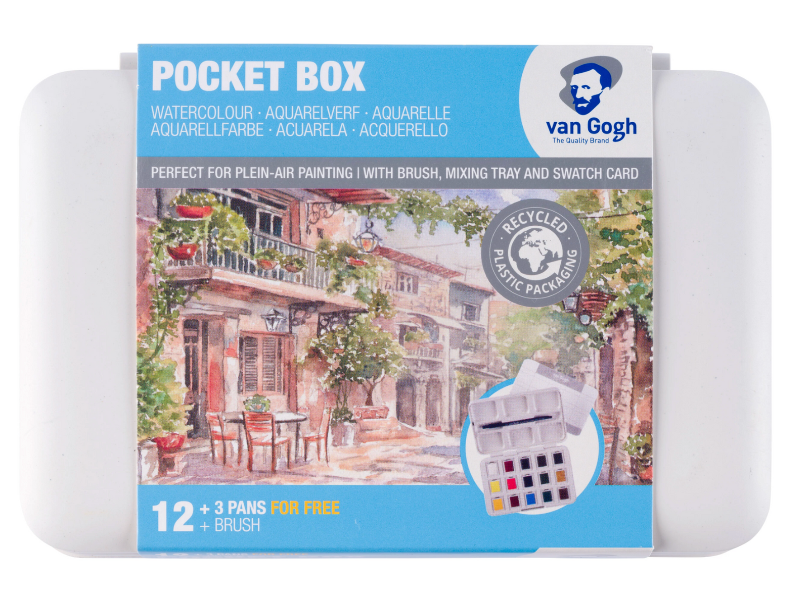Set de acuarelas Van Gogh Pocket box 12 + 3 medias pastillas