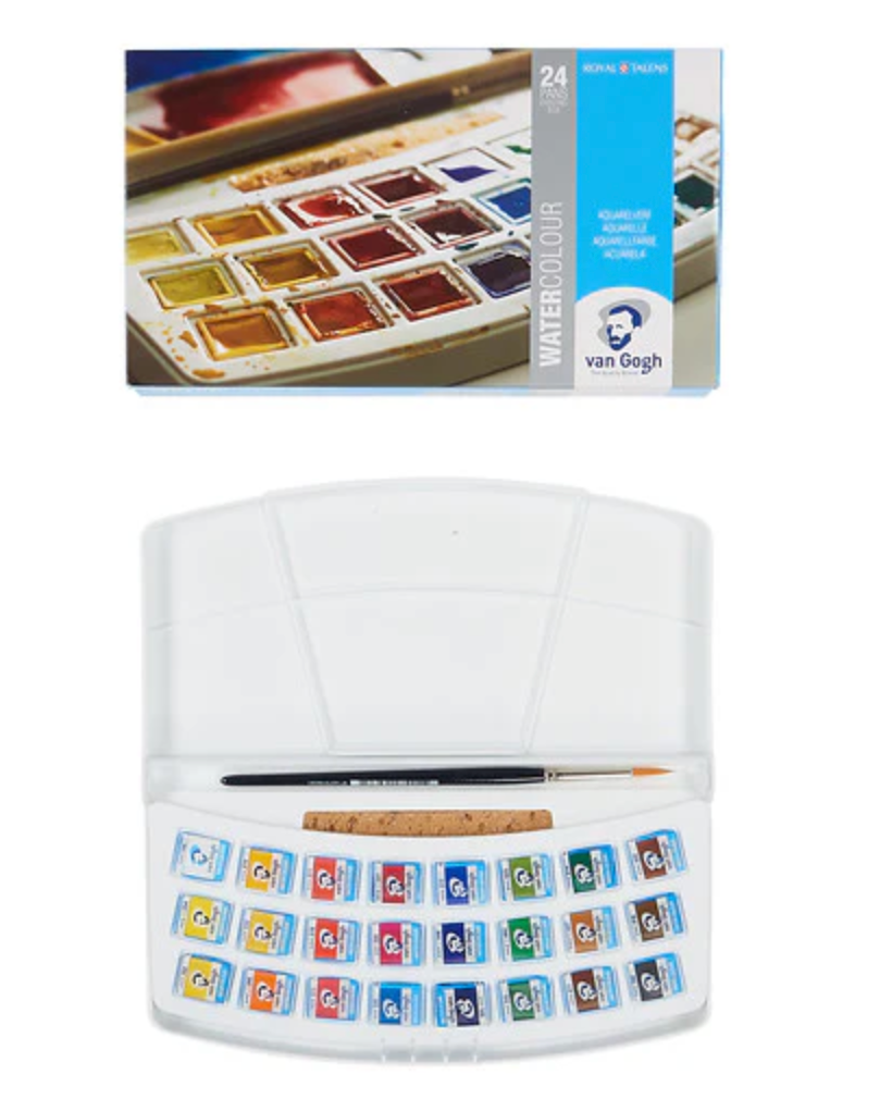 Set de acuarelas Van Gogh de 24 medias pastillas en caja plástica