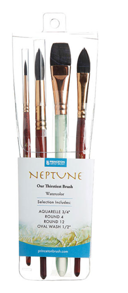 Set de 4 pinceles para acuarela Princeton Neptune serie 4750
