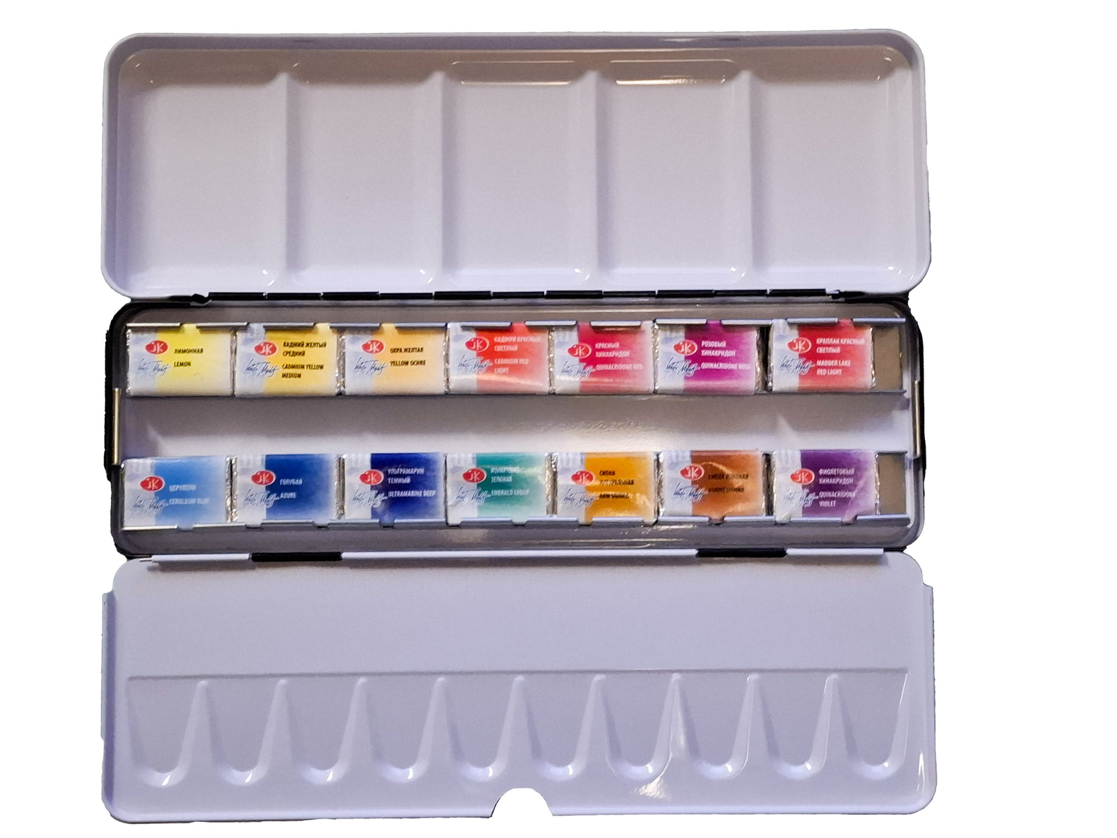 Set de acuarelas White Nights de la artista Ange Zamarín, 14 pastillas completas en caja metálica